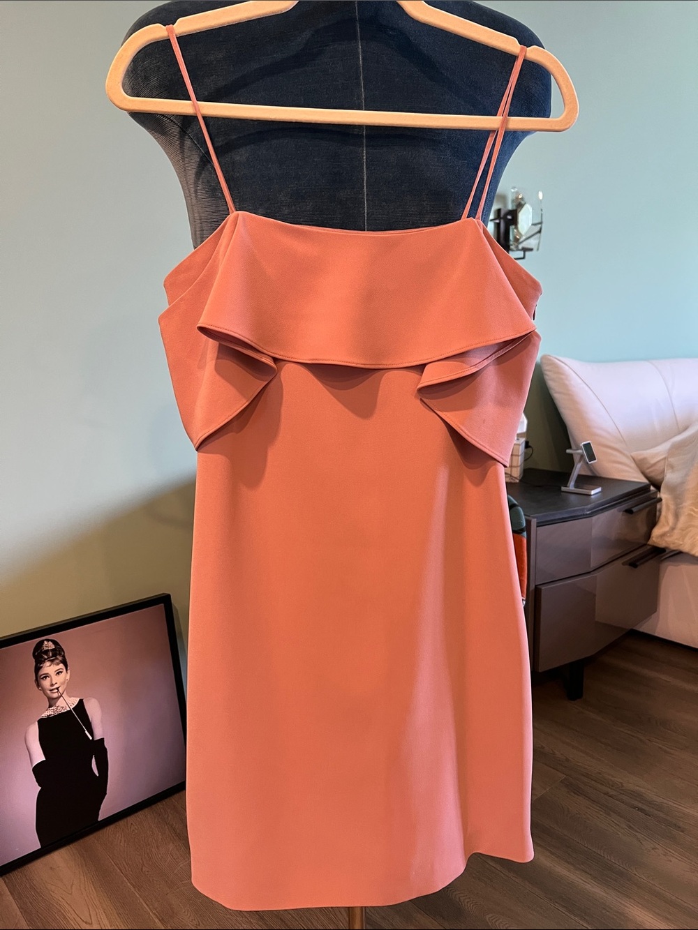 Theory Coral Ruffle Mini Dress